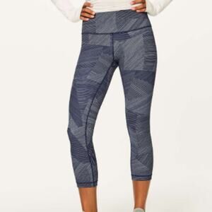 Lululemon Wunder Under Crop HR (Full-On Luxtreme 21") Etch Hail Midnight Size 4